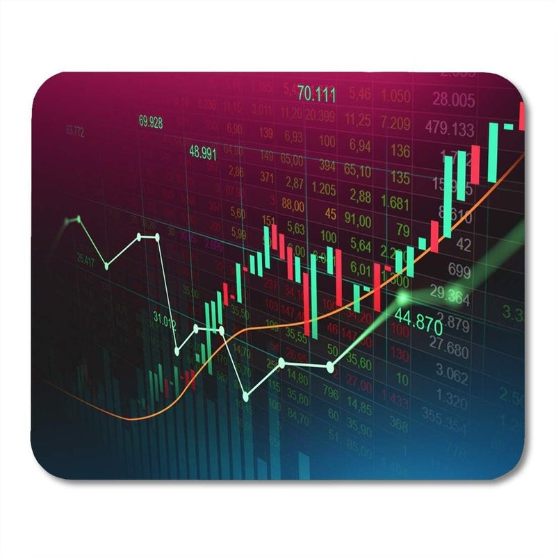 Semtomn Market Trading Graph Mouse Pad Square 9.5"" x 7.9"" for Wireless Mouse Notebooks Desktop Computers Office Supplies with Non-Slip Rubber Base Mouse Pad for Gaming  Working  Studying - Image 1